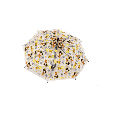 Guarda-chuva transparente com padrão de abelhas e flores