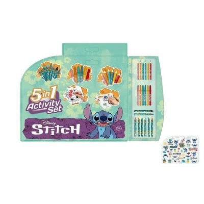 Conjunto de atividade 5 em 1 Disney Stitch com lápis de cor e autocolantes