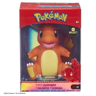 Figura de vinil Charmander Pokémon Select em embalagem vermelha e azul