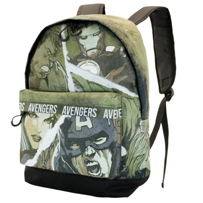 Mochila infantil Avengers com estampa colorida e bolso frontal