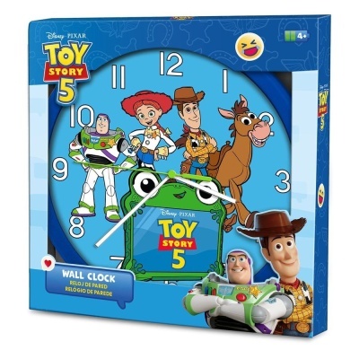 Relógio de parede Toy Story 5 com personagens e números brancos