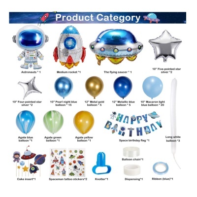 Kit de decoração de festa temas espaciais com balões e acessórios