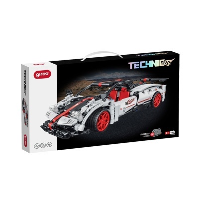 Caixa de brinquedo construção carro desportivo branco e vermelho Tecnic