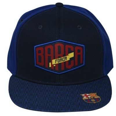 Boné desportivo azul escuro com logótipo BARÇA e escudo FC Barcelona na pala