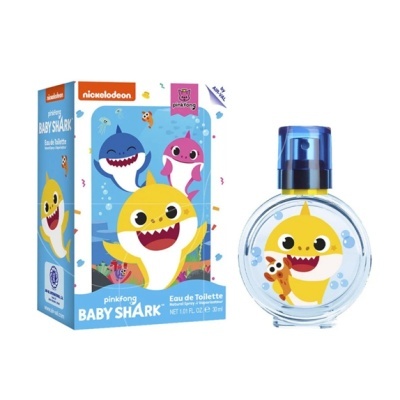 Colónia Baby Shark Pinkfong embalagem azul com frasco redondo