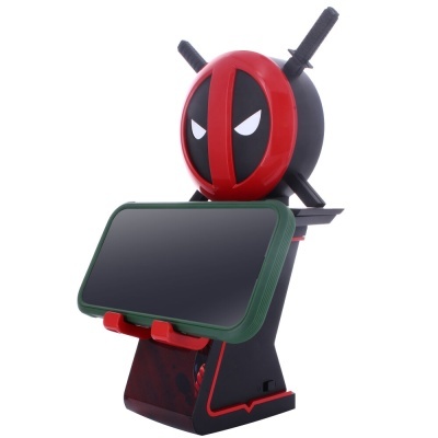 Suporte para telemóvel Deadpool em preto, vermelho e branco com katanas