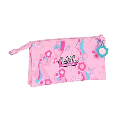 Estojo cor-de-rosa L.O.L Surprise com padrão floral e notas musicais