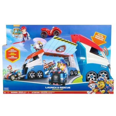 Brinquedo PAW Patrol Launch & Rescue com camião azul e branco e personagens