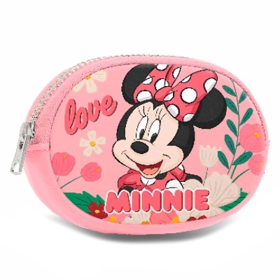 Carteira cor de rosa com estampa da Minnie Mouse e flores