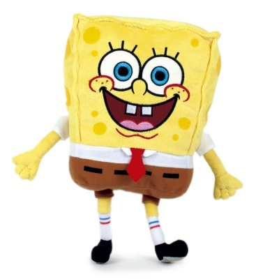 Pelúcia do Bob Esponja com camisa branca e gravata vermelha