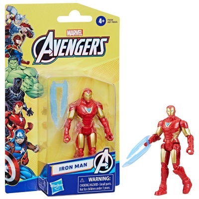 Figura Iron Man vermelha e dourada em embalagem Avengers