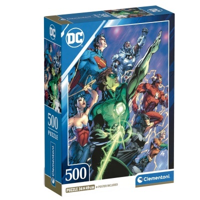 Caixa de puzzle DC com 500 peças e imagem de super-heróis