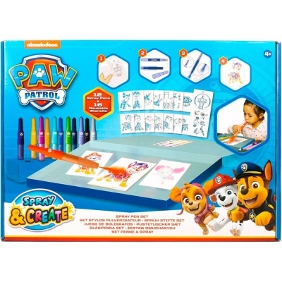 Conjunto de canetas Spray & Create da Patrulha Pata numa caixa azul