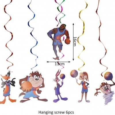 Pendentes decorativos Looney Tunes de basquetebol coloridos em franjas suspensas