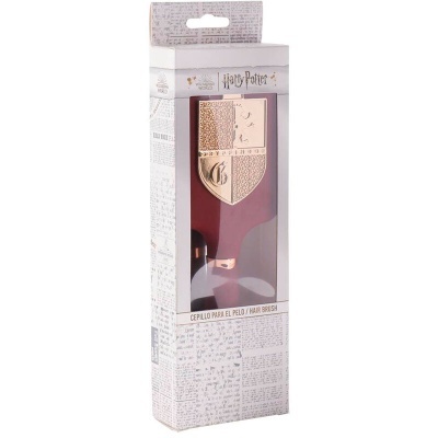 Escova de cabelo Harry Potter com alça vermelha na embalagem