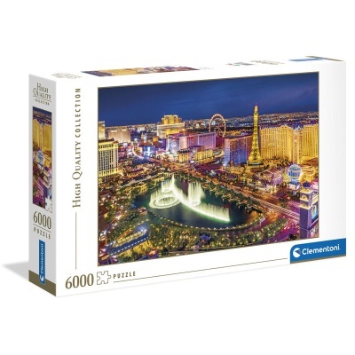 Caixa de puzzle Clementoni de 6000 peças com imagem noturna de Las Vegas