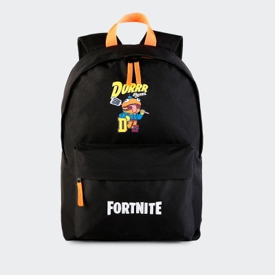 Mochila preta com estampa Durrr Burger e texto Fortnite