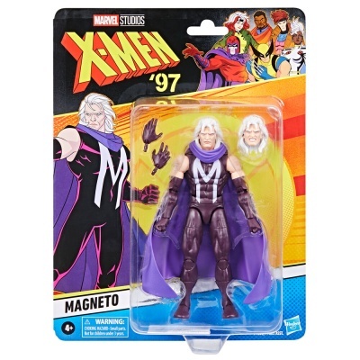 Action figure Magneto da Marvel Studios X-Men '97 em embalagem com acessórios.