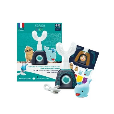 Escova de dentes elétrica para crianças com acessórios decorativos e embalagem colorida