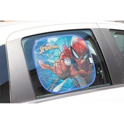 Protetor de janela para carro com imagem do Spider-Man em azul e amarelo