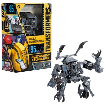 Figura de ação Transformers H.E.S.T. Bonecrusher com 95 peças da coleção Buzzworthy Bumblebee