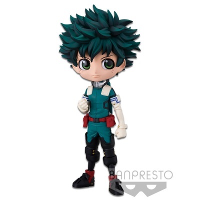 Figura colecionável de personagem com fato verde e cabelo verde