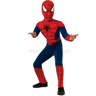 Fato de criança Homem-Aranha vermelho e azul com máscara e símbolo de aranha