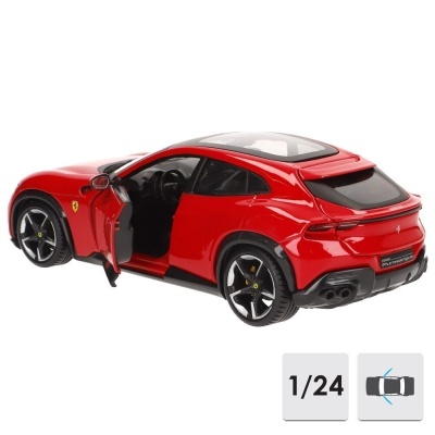 Miniatura de carro desportivo vermelho Ferrari com portas abertas