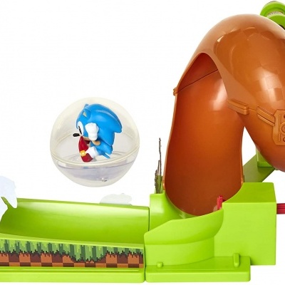 Brinquedo de lançamento com bola transparente e personagem Sonic azul