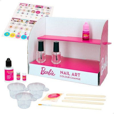 Kit de manicure Barbie Nail Art Colour Change com acessórios e folhas de autocolantes