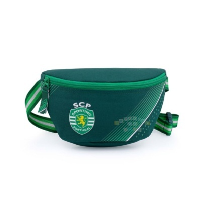 Pochete verde escura do Sporting CP com alça riscada