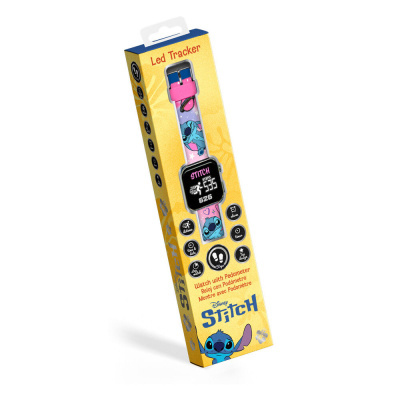 Relógio Led Tracker com podómetro Disney Stitch em embalagem amarela