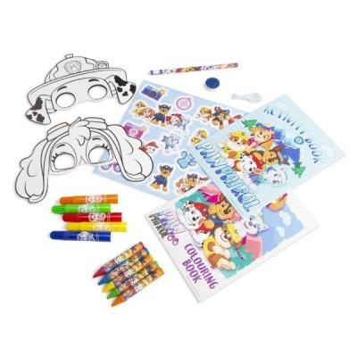 Kit infantil Paw Patrol com máscara, canetas, lápis, autocolantes e livro para colorir