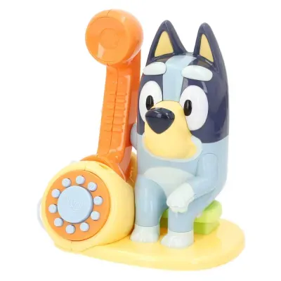 Telefone infantil com figura do cão Bluey em plástico colorido