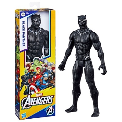 Figura de ação Black Panther com embalagem Marvel Avengers
