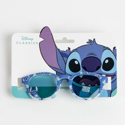 Óculos de sol Disney com armação azul e imagens do Stitch