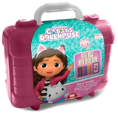 Estojo rosa GABBY'S DOLLHOUSE com conjunto de carimbos and tema Netflix