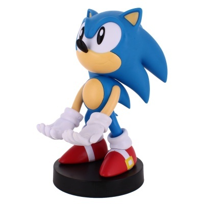 Figura de Sonic azul com luvas e sapatos em base preta