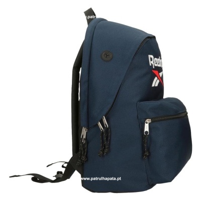 Mochila azul escura com bolso frontal e logótipo Reebok X