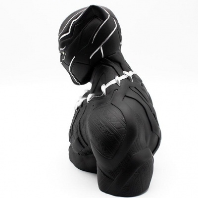Busto decorativo do personagem Black Panther preto com detalhes brancos