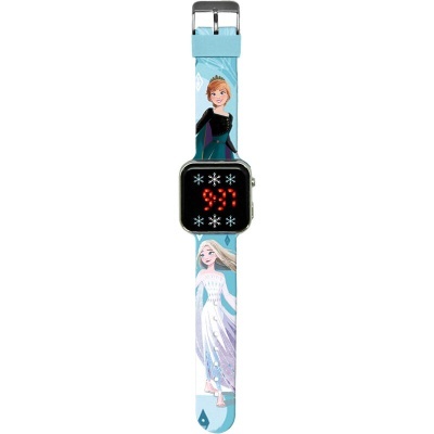 Relógio infantil digital Frozen com personagens Anna e Elsa e visor LED