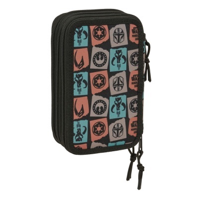 Estojo com padrão Star Wars Mandalorian em azul, cinza e laranja