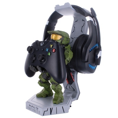 Suporte Halo Infinite com figura e comandos para auscultadores