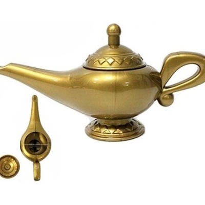 Lâmpada dourada decorativa com tampa destacável em metal brilhante