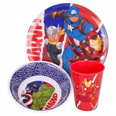 Conjunto infantil de louça com personagens da Marvel