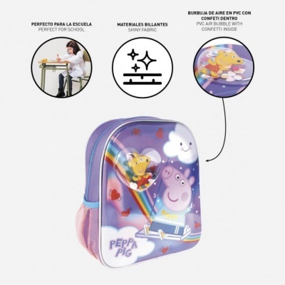 Mochila infantil da Peppa Pig com bolha de ar e confetes