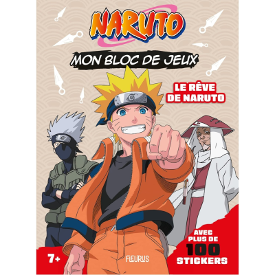Capa de livro de jogos Naruto com personagens do anime e texto em francês