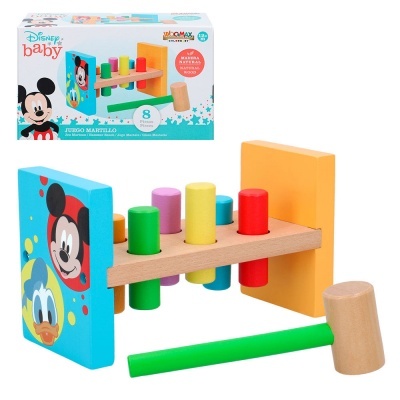 Brinquedo de martelo Disney Baby colorido com personagens Mickey e Pato Donald