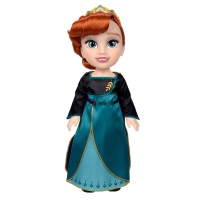 Boneca da personagem Anna com vestido azul e coroa dourada