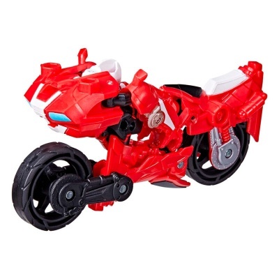 Motocicleta de brinquedo vermelha com rodas pretas